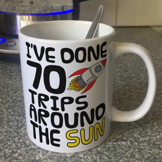 Space Rocket 70th Birthday Mug - I've Done 70 Trips Around The Sun - Funny 70th Birthday Gift