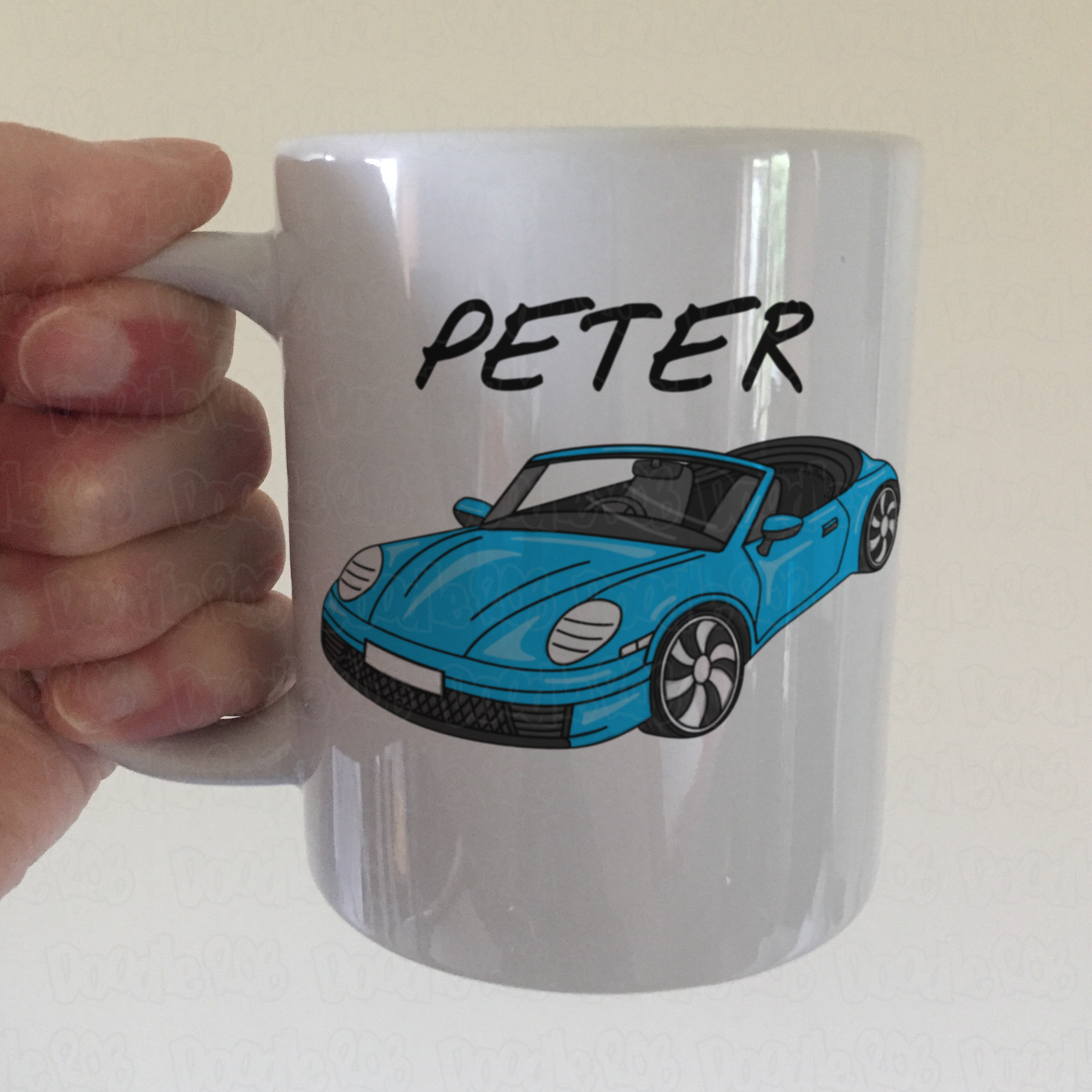 Car Enthusiast Personalised Mug (Blue) - Custom Sports Car Mug - Gift For Motorist