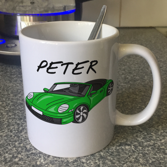 Car Enthusiast Personalised Mug (Green) - Custom Sports Car Mug - Gift For Motorist