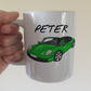 Car Enthusiast Personalised Mug (Green) - Custom Sports Car Mug - Gift For Motorist
