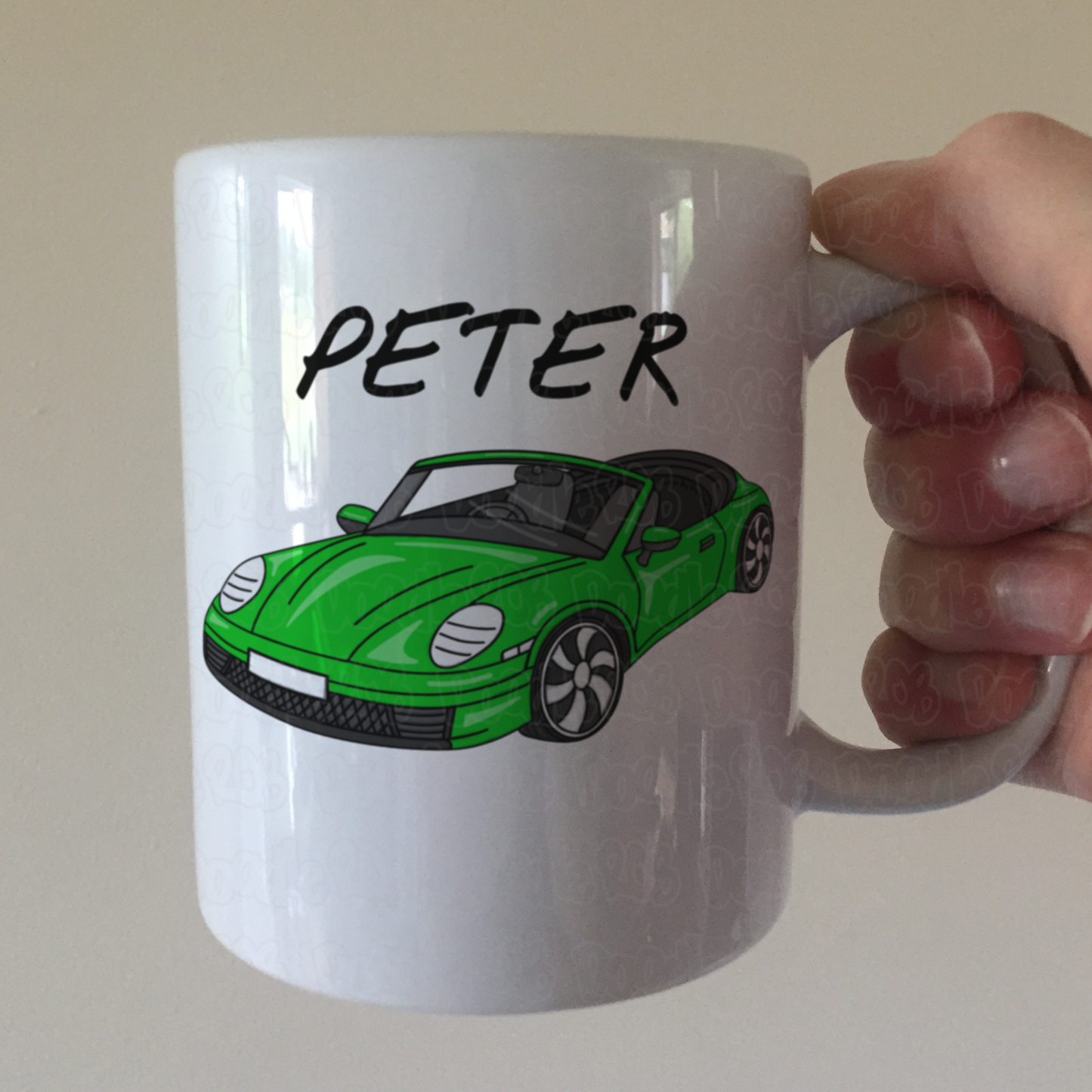 Car Enthusiast Personalised Mug (Green) - Custom Sports Car Mug - Gift For Motorist