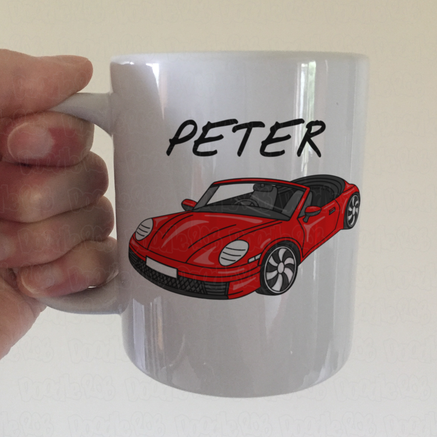 Car Enthusiast Personalised Mug (Red) - Custom Sports Car Mug - Gift For Motorist