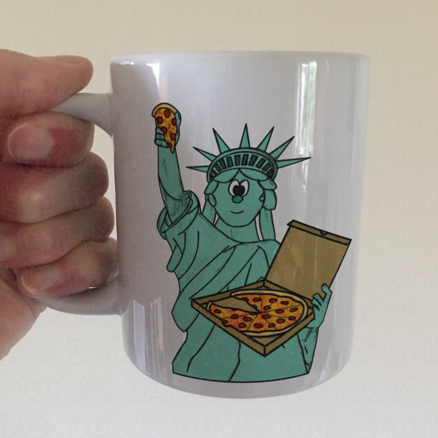 Funny Statue Of Liberty Mug - Statue Of Liberty Holding Pizza - Gift For Pizza Lovers