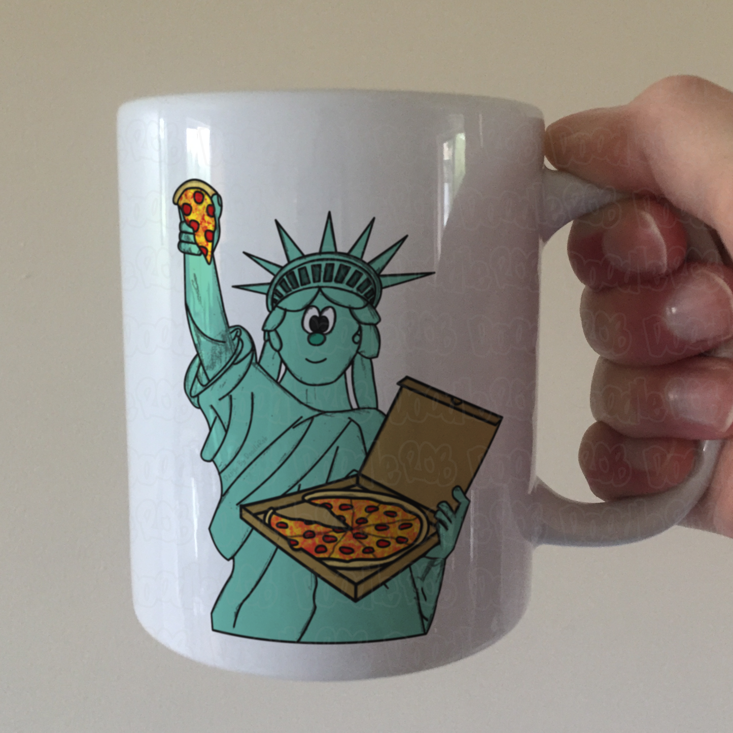 Funny Statue Of Liberty Mug - Statue Of Liberty Holding Pizza - Gift For Pizza Lovers