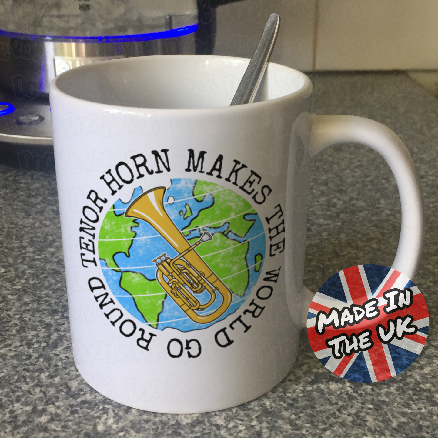 Tenor Horn Mug - Tenor Horn Makes The World Go Round - Tenor Horn Teacher Mug - Brass Musician Gift