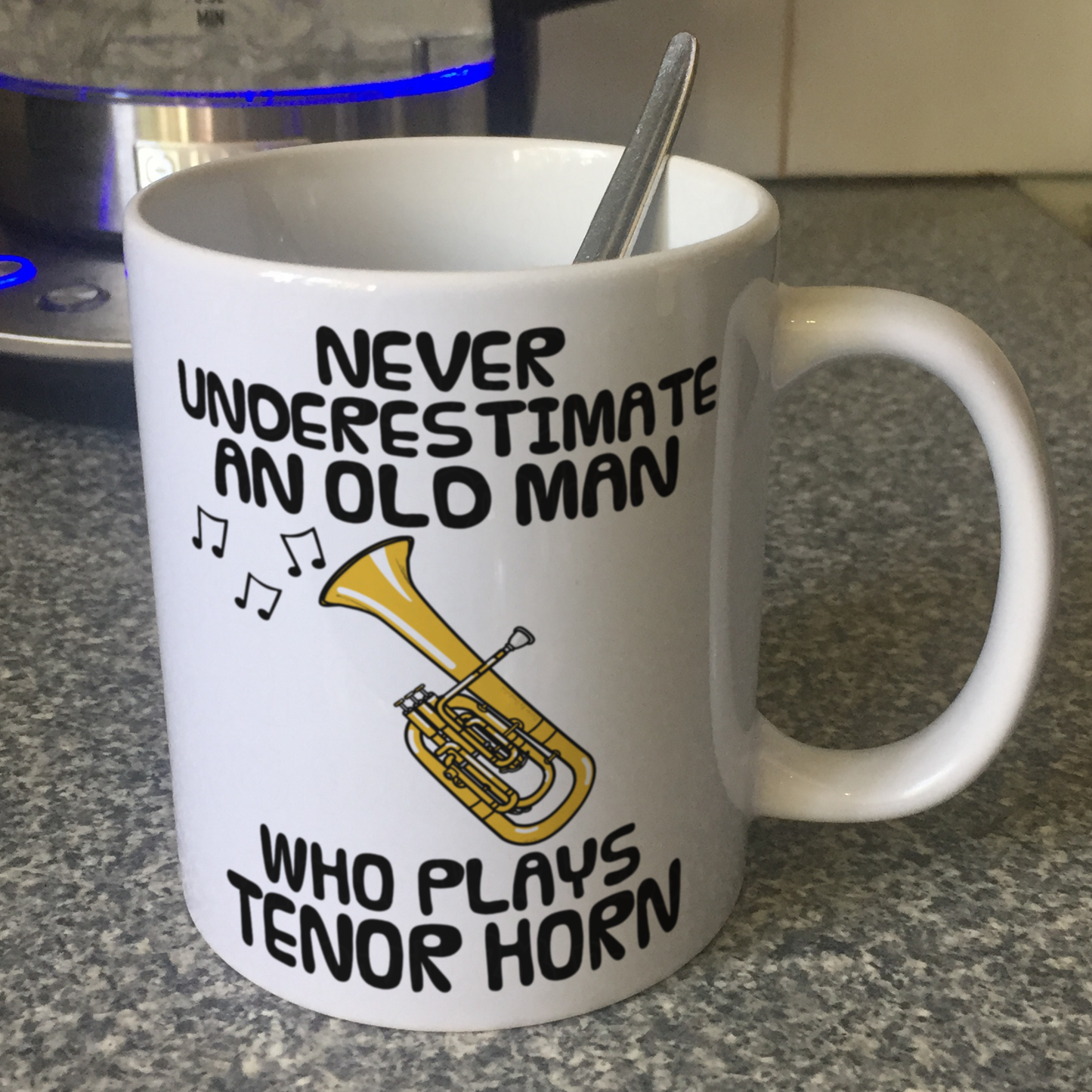 Funny Tenor Horn Mug - Never Underestimate An Old Man Who Plays Tenor Horn - Brass Musician Gift For Him