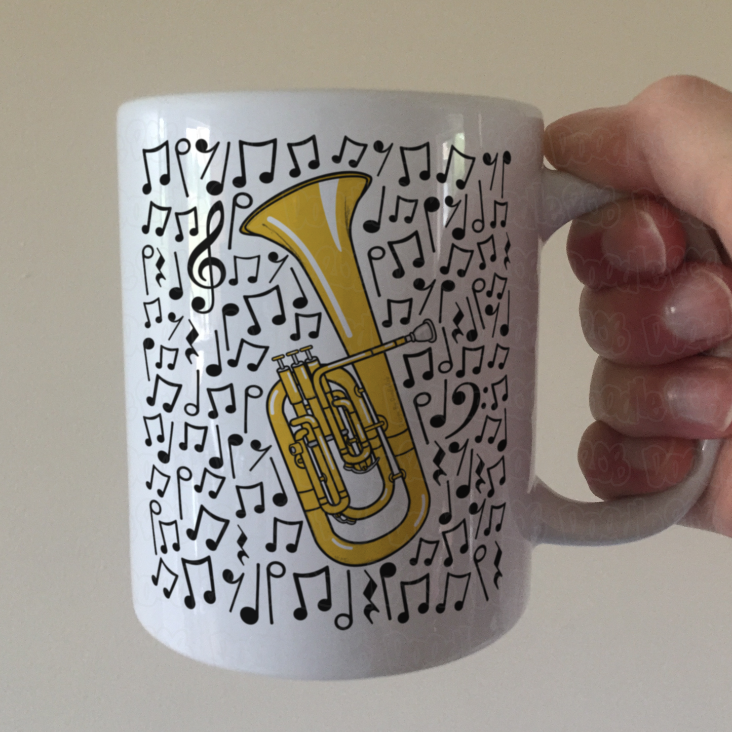 Tenor Horn Musical Notes Mug - Gift For Horn Player - Brass Musician Gift