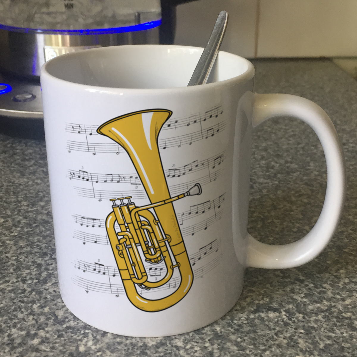 Tenor Horn Music Notation Mug (Colour) - Gift For Horn Player - Brass Musician Gift
