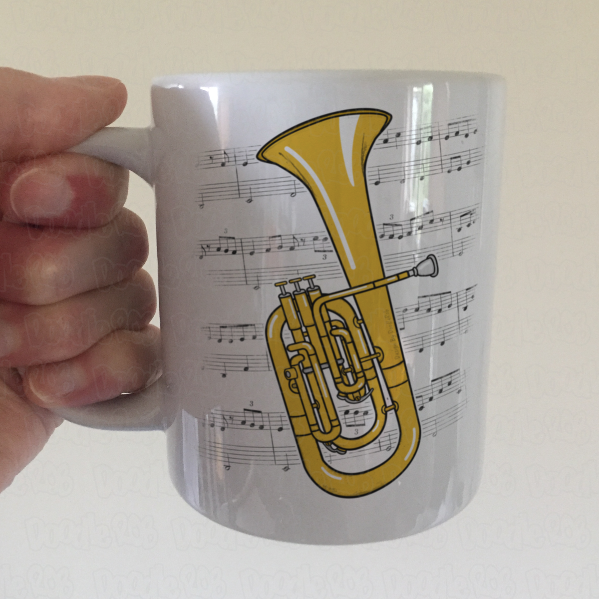 Tenor Horn Music Notation Mug (Colour) - Gift For Horn Player - Brass Musician Gift