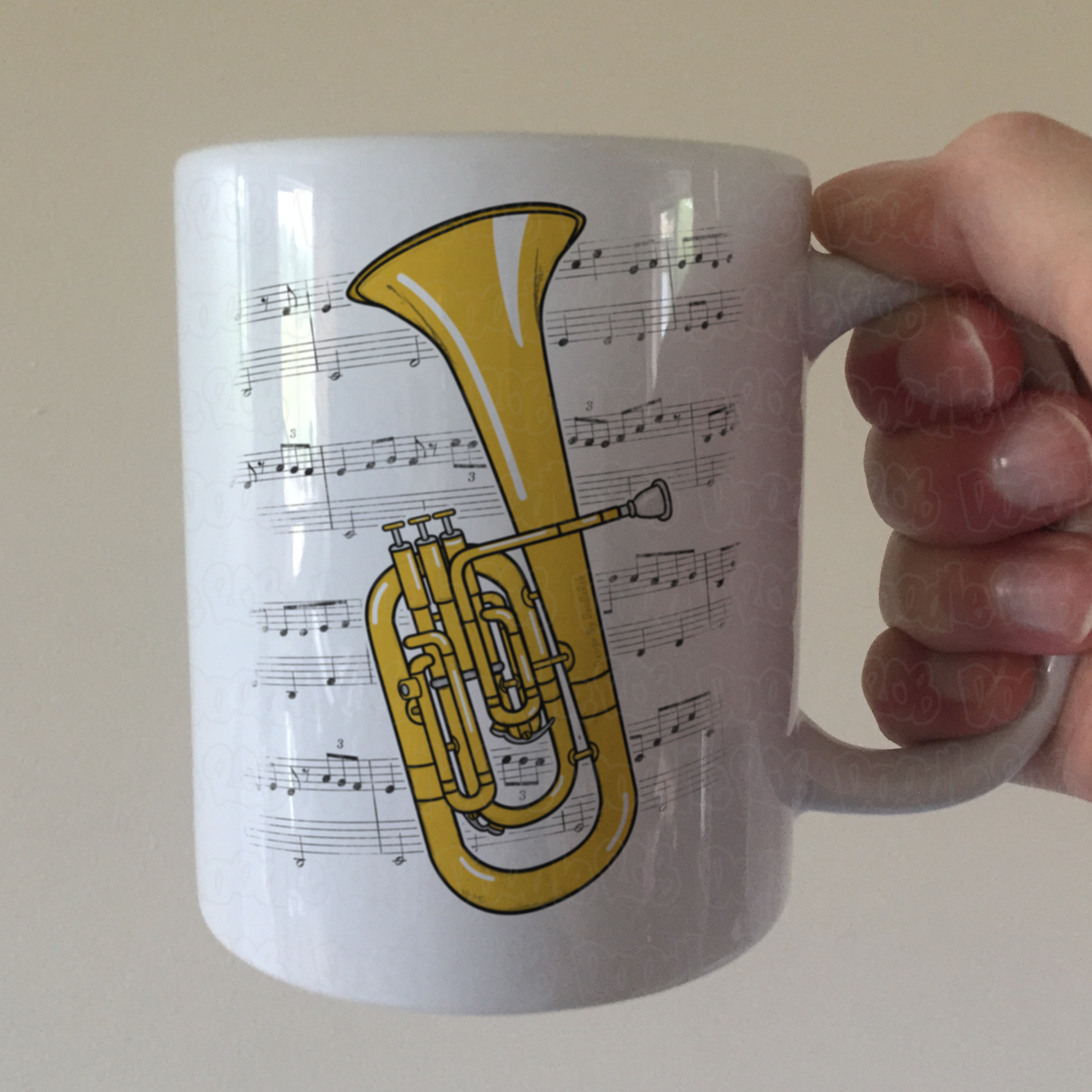 Tenor Horn Music Notation Mug (Colour) - Gift For Horn Player - Brass Musician Gift