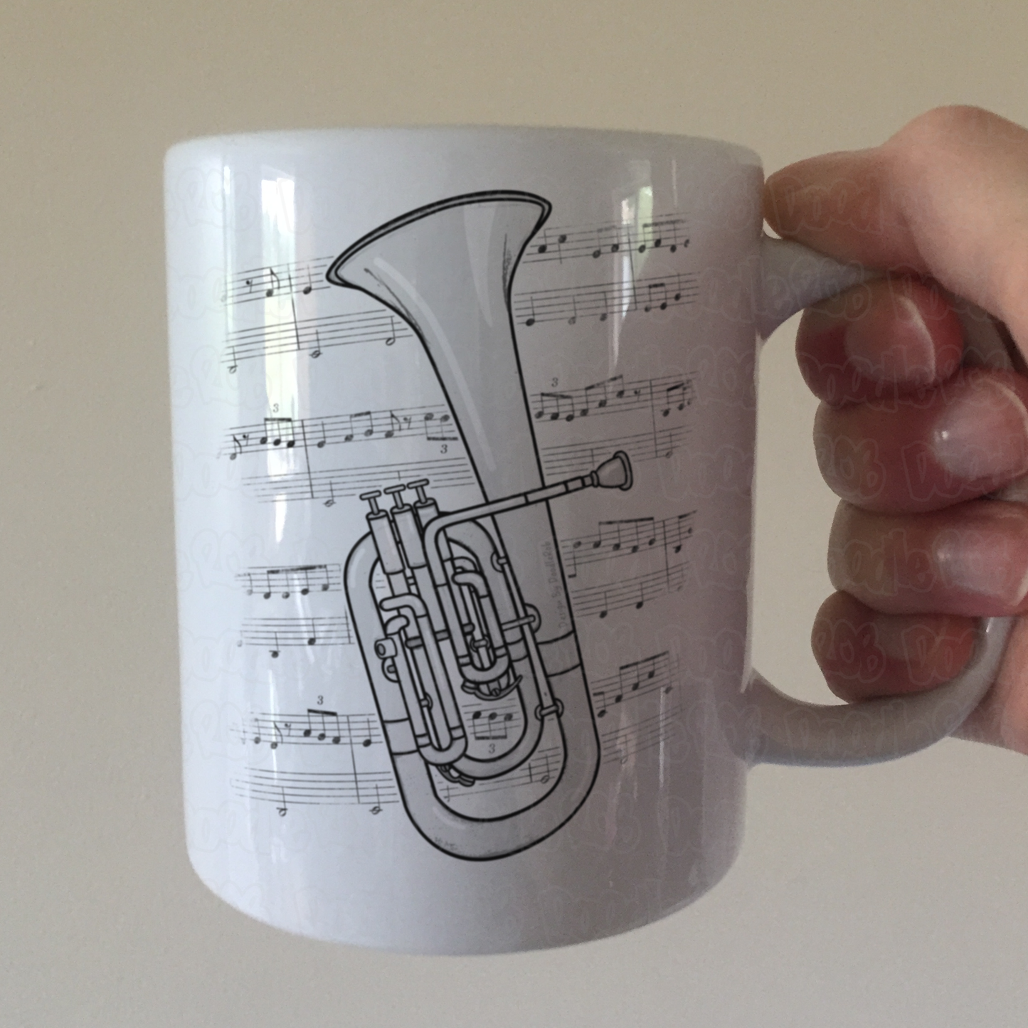 Tenor Horn Music Notation Mug - Gift For Horn Player - Brass Musician Gift