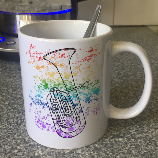 Tenor Horn Rainbow Mug - Gift For Horn Player - Tenor Horn Teacher Mug - Brass Musician Gift