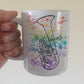 Tenor Horn Rainbow Mug - Gift For Horn Player - Tenor Horn Teacher Mug - Brass Musician Gift