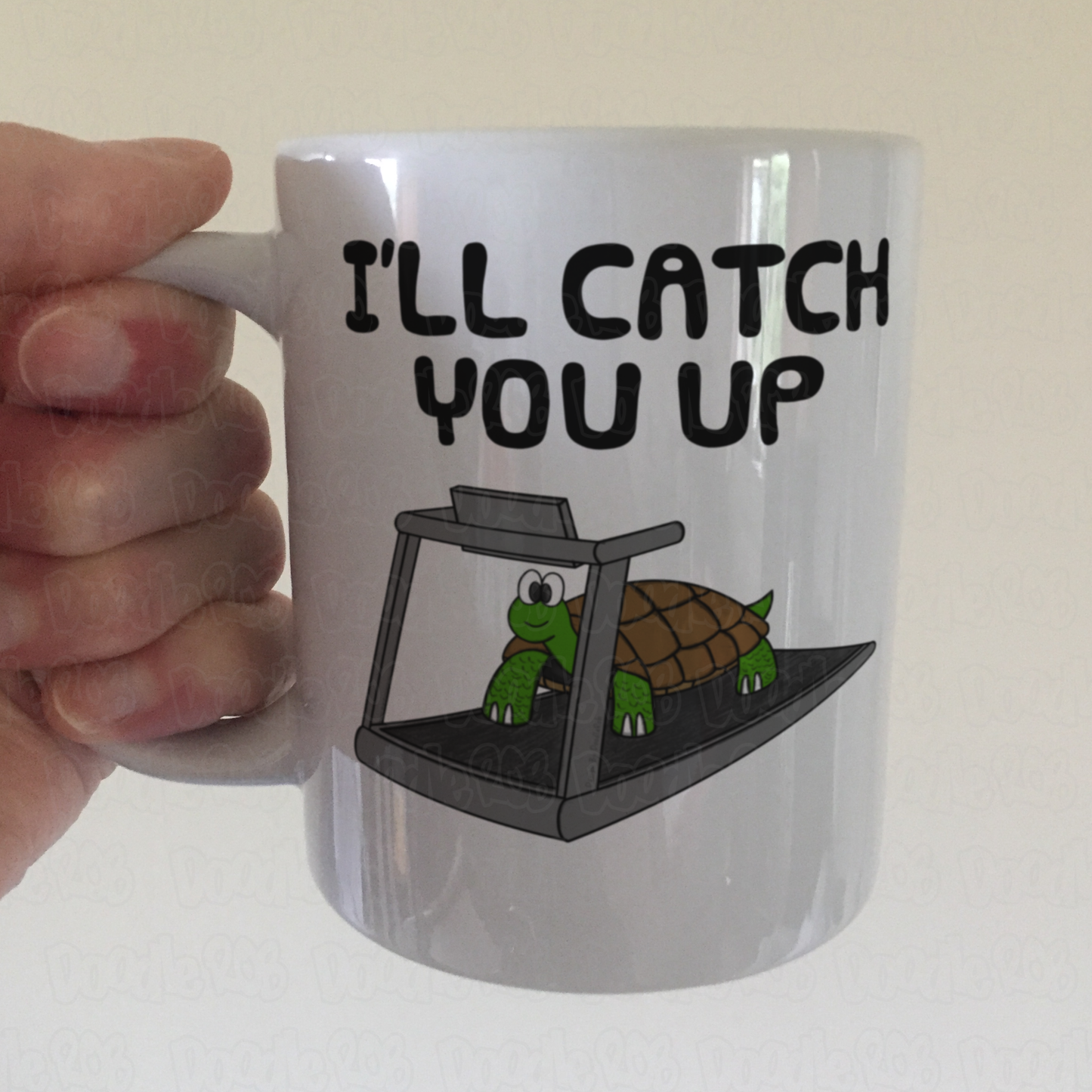 Funny Fitness Mug - Tortoise On A Treadmill - I'll Catch You Up - Gift For Gym Goer - Personal Trainer Gift