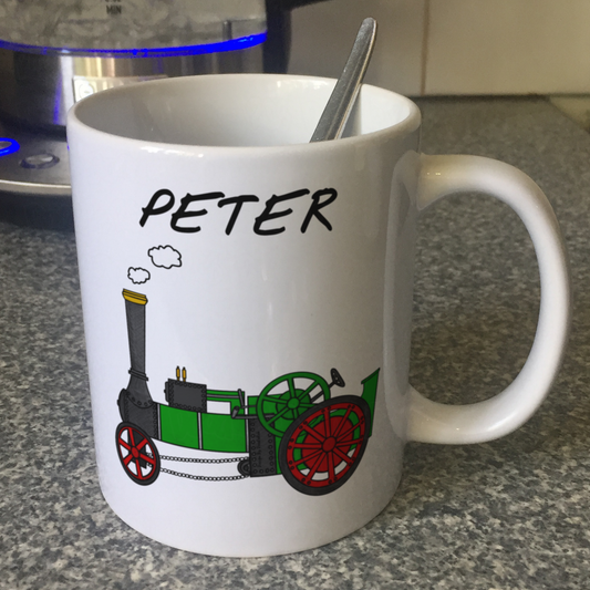 Traction Engine Personalised Mug (Green) - Custom Mug For Steam Enthusiast