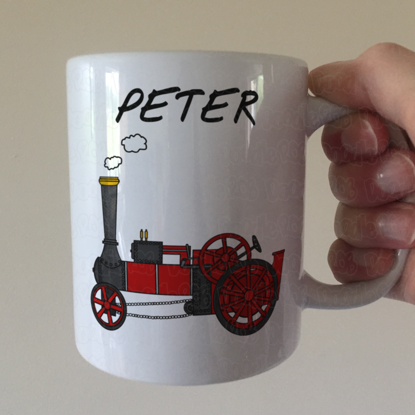 Traction Engine Personalised Mug (Red) - Custom Mug For Steam Enthusiast - Gift For Engineer