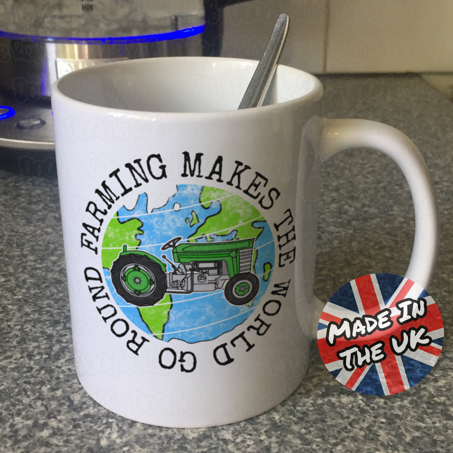 Funny Farmer Mug - Farming Makes The World Go Round - Vintage Tractor Mug - Earth Day Gift