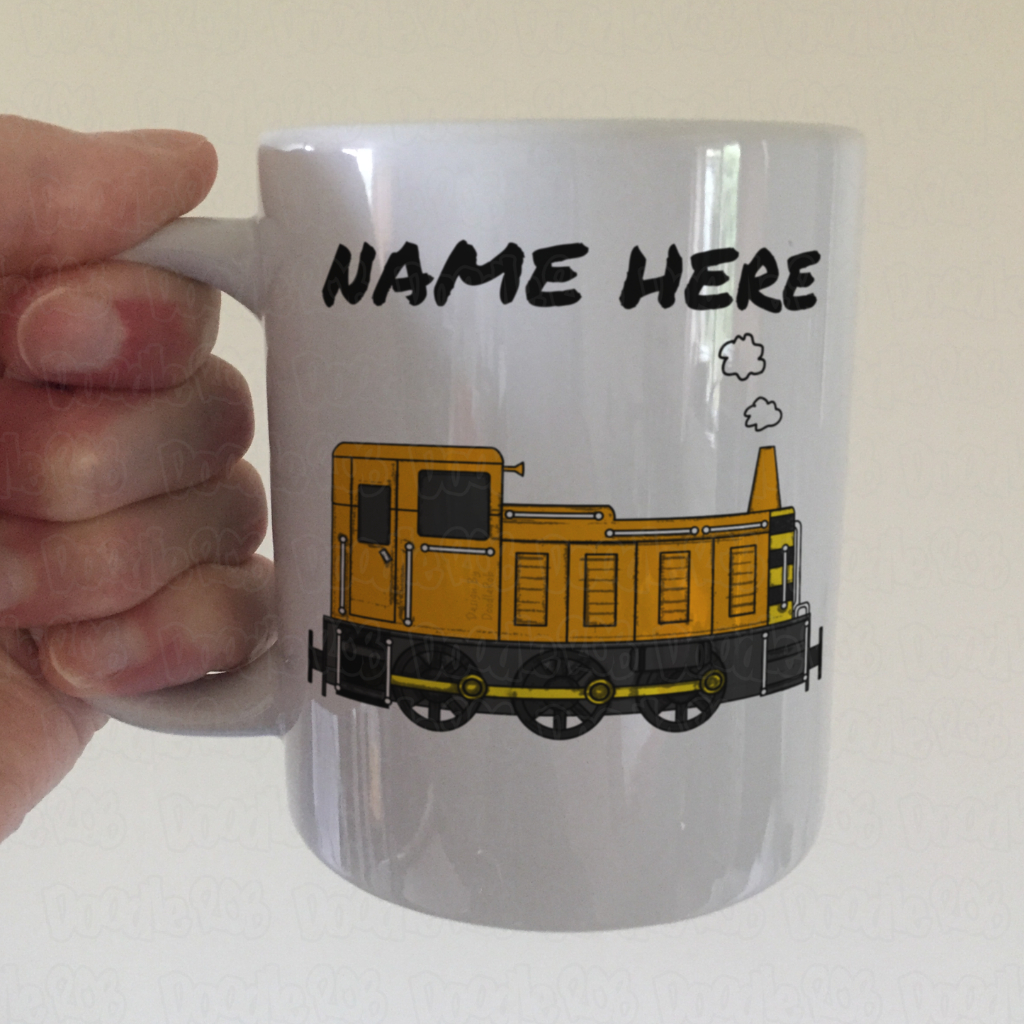 Diesel Train Personalised Mug (Orange) - Custom Train Mug - Rail Enthusiast Gift