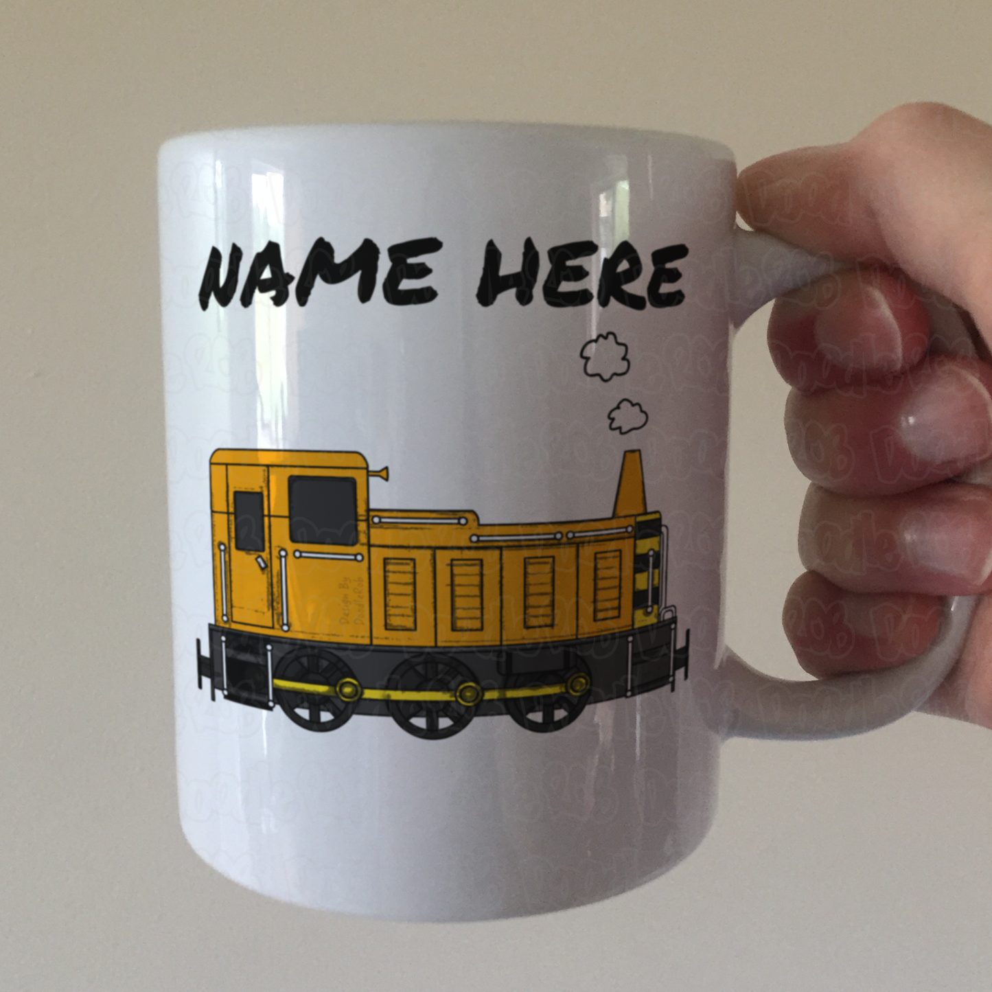 Diesel Train Personalised Mug (Orange) - Custom Train Mug - Rail Enthusiast Gift