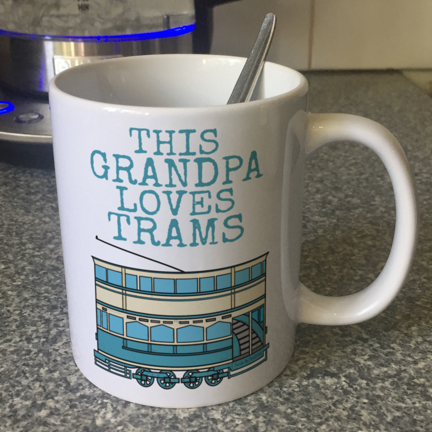 Tram Father's Day Mug - This Grandpa Loves Trams - Rail Enthusiast Gift