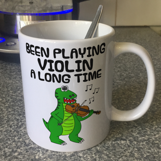 Dinosaur Violin Mug - Been Playing Violin A Long Time - Funny Gift For Violinist - String Teacher Mug