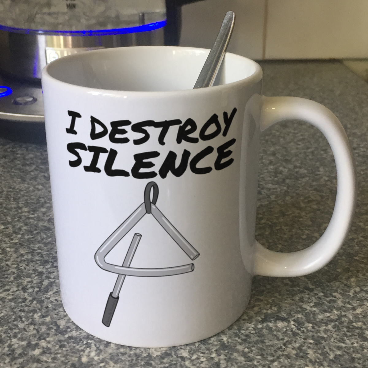 Triangle Player Mug - I Destroy Silence - Gift For Percussionist - Funny Orchestra Mug