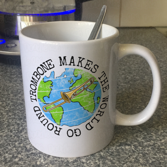 Trombone Mug - Trombone Makes The World Go Round - Gift For Trombonist - Trombone Teacher Mug