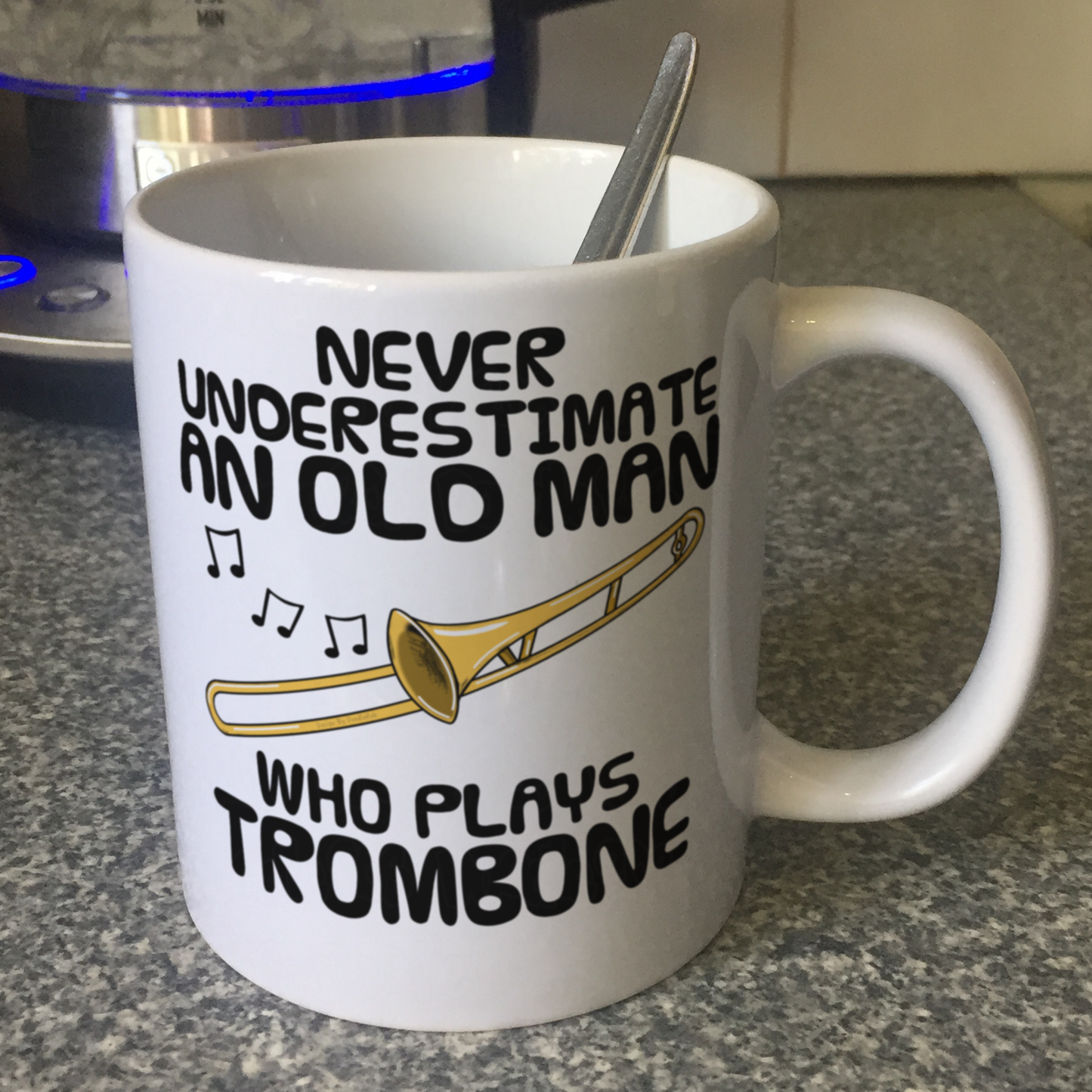 Funny Trombone Mug - Never Underestimate An Old Man Who Plays Trombone - Trombonist Brass Musician Gift For Him