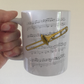 Trombone Music Notation Mug (Colour) - Gift For Trombonist - Brass Musician Gift