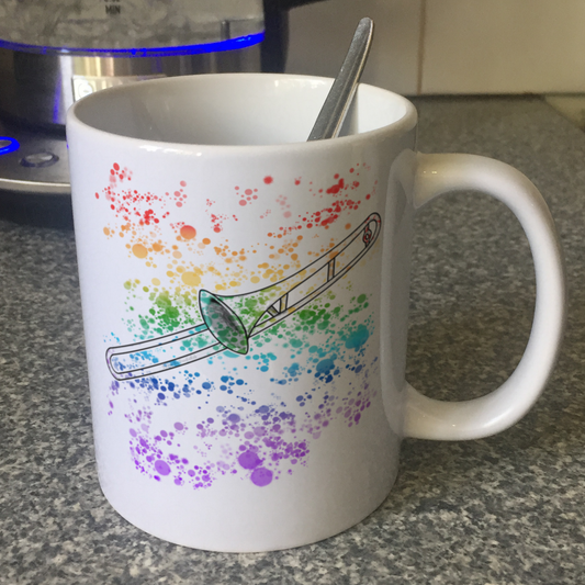 Trombone Rainbow Mug - Gift For Trombonist - Trombone Teacher Mug - Brass Musician Gift