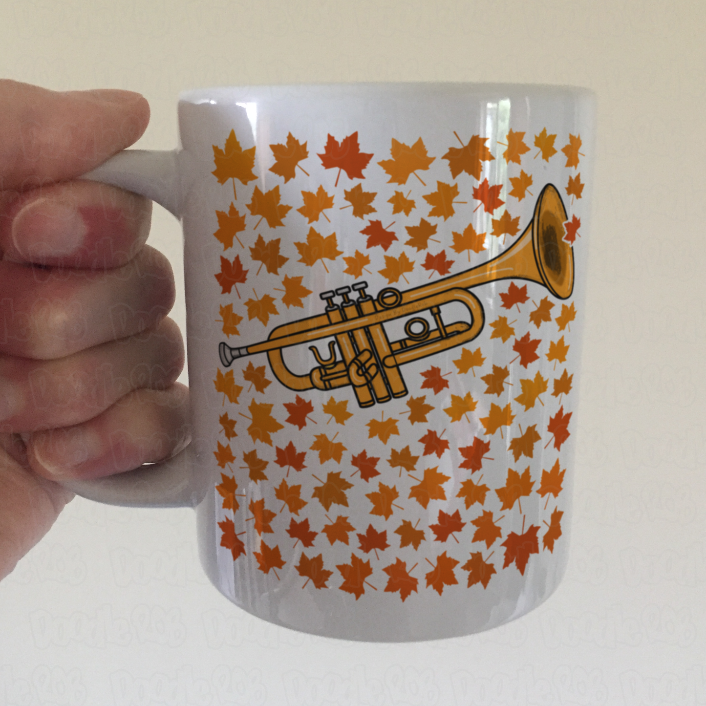 Autumn Trumpet Mug (Leaves) - Gift For Trumpeter - Brass Musician Gift For Fall or Thanksgiving