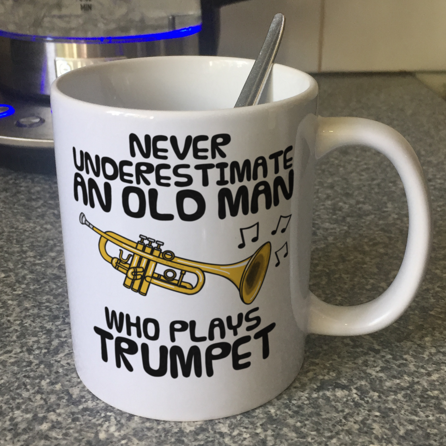 Funny Trumpet Mug - Never Underestimate An Old Man Who Plays Trumpet - Trumpeter Brass Musician Gift For Him