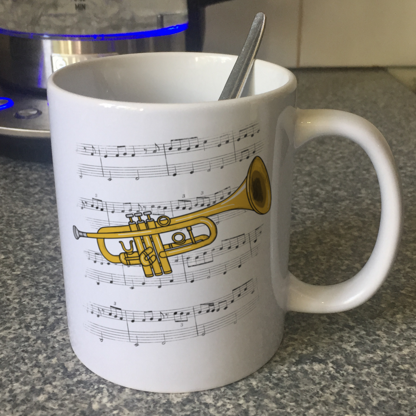 Trumpet Music Notation Mug (Colour) - Gift For Trumpeter - Brass Musician Gift