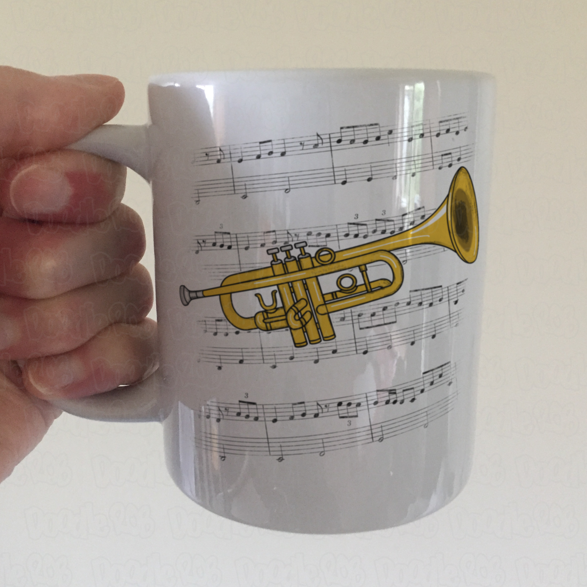 Trumpet Music Notation Mug (Colour) - Gift For Trumpeter - Brass Musician Gift