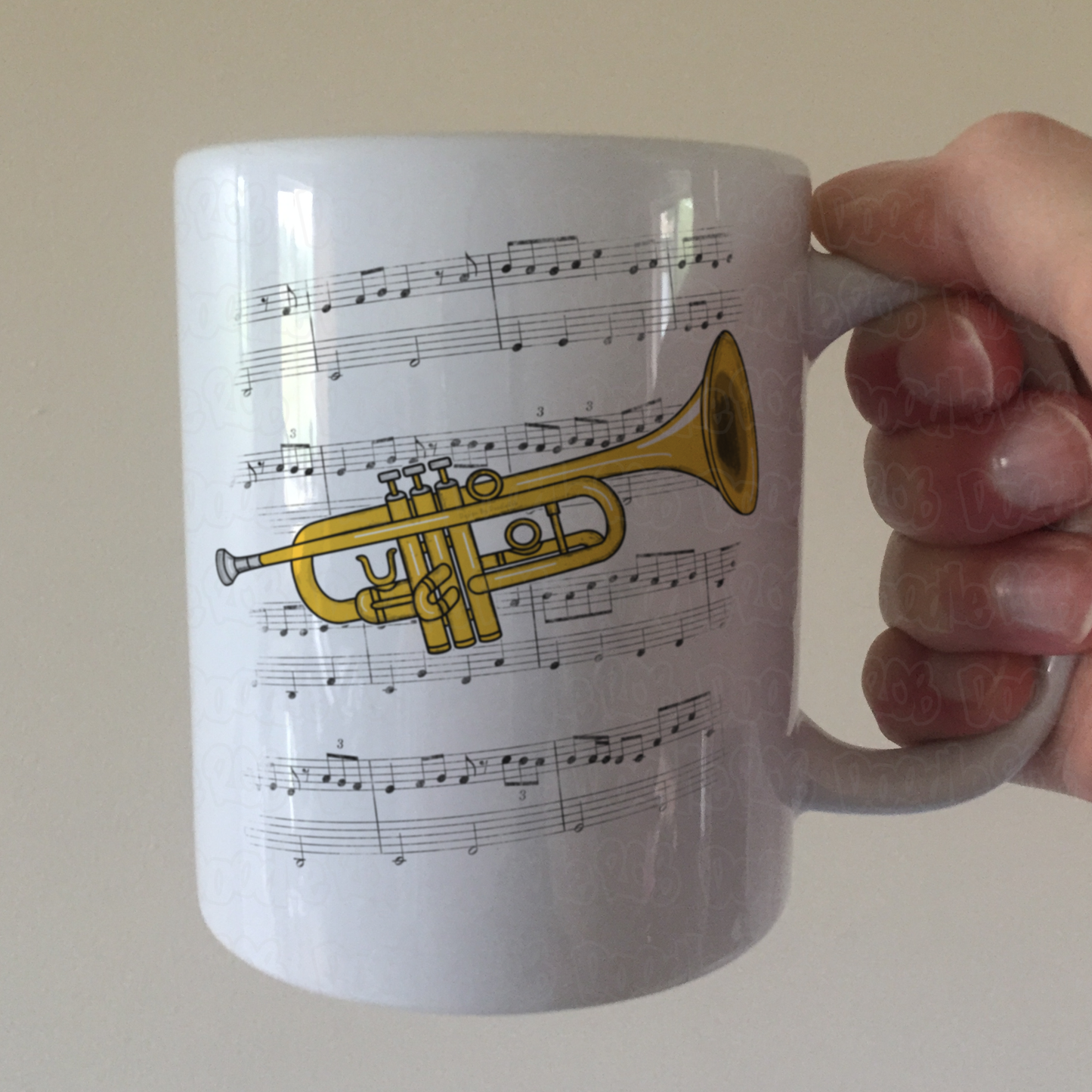 Trumpet Music Notation Mug (Colour) - Gift For Trumpeter - Brass Musician Gift