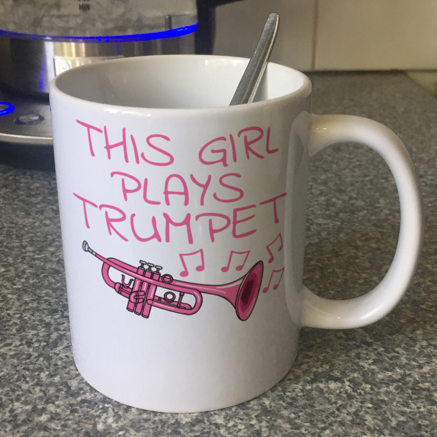 Pink Trumpet Mug - This Girl Plays Trumpet - Female Trumpeter - Brass Musician Gift For Her