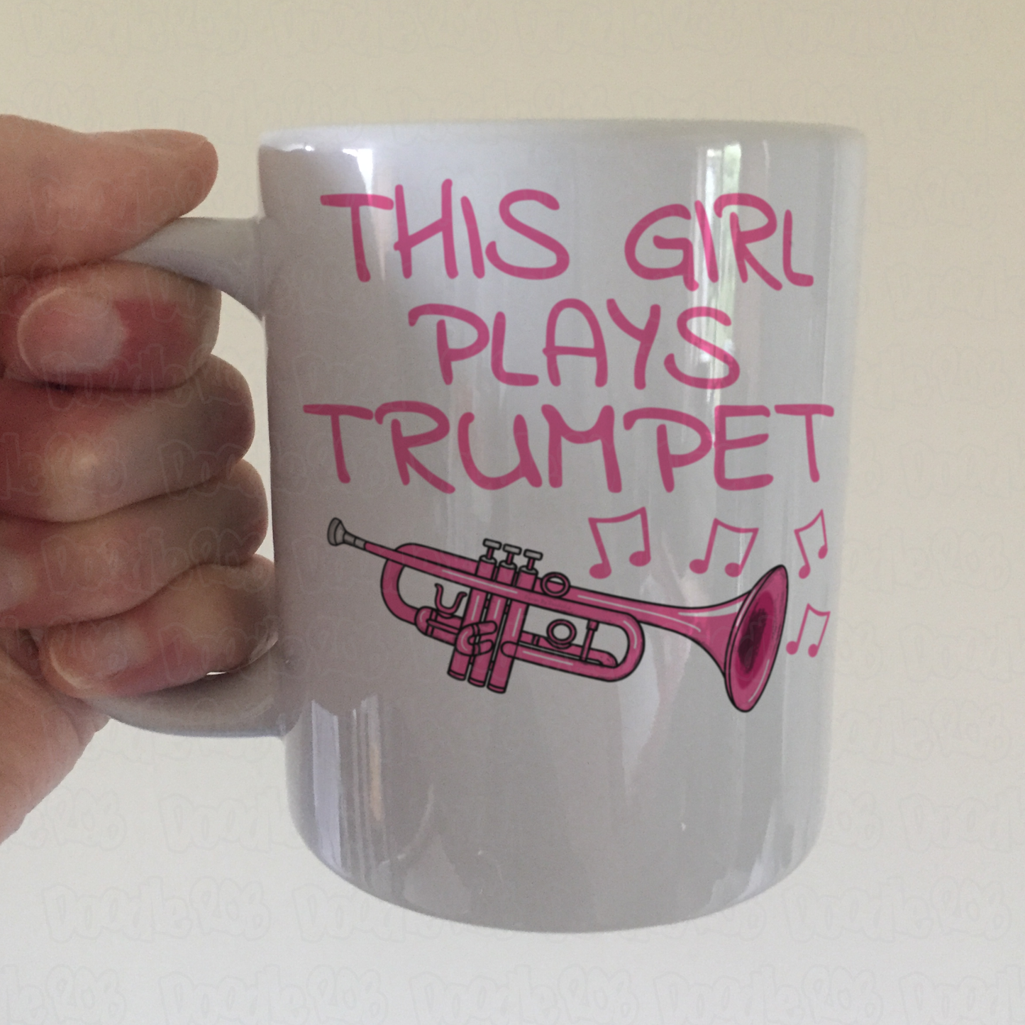 Pink Trumpet Mug - This Girl Plays Trumpet - Female Trumpeter - Brass Musician Gift For Her