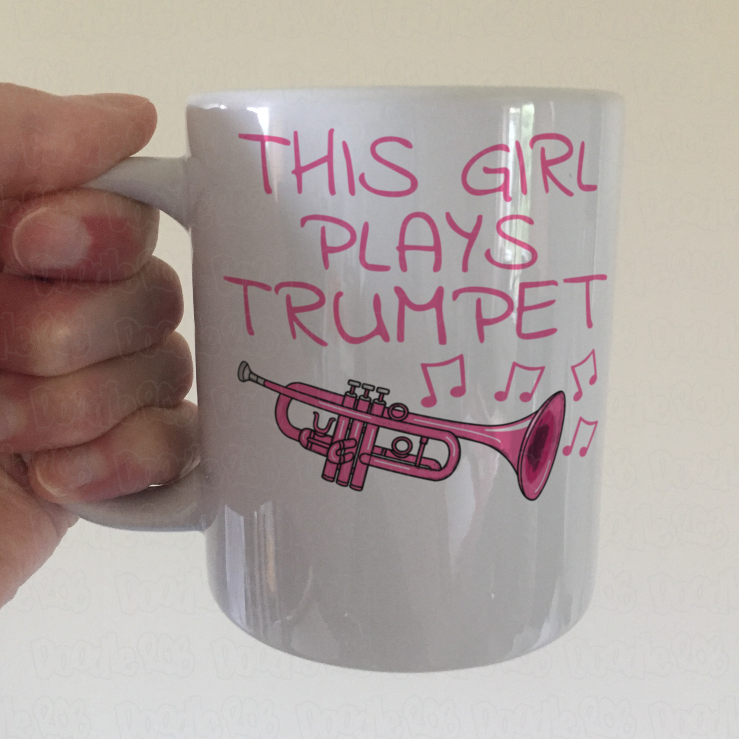 Pink Trumpet Mug - This Girl Plays Trumpet - Female Trumpeter - Brass Musician Gift For Her