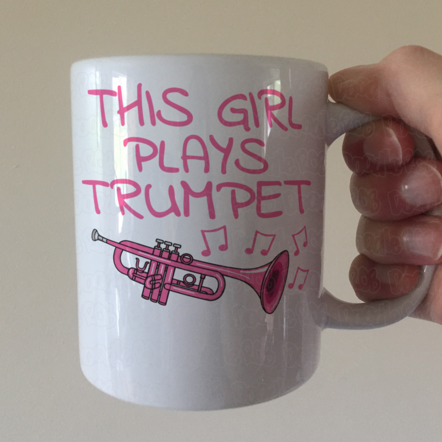 Pink Trumpet Mug - This Girl Plays Trumpet - Female Trumpeter - Brass Musician Gift For Her