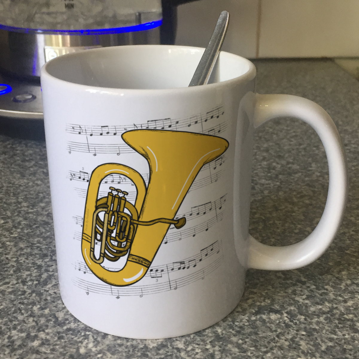 Tuba Music Notation Mug (Colour) - Gift For Tubaist - Tuba Teacher Mug - Brass Musician Gift