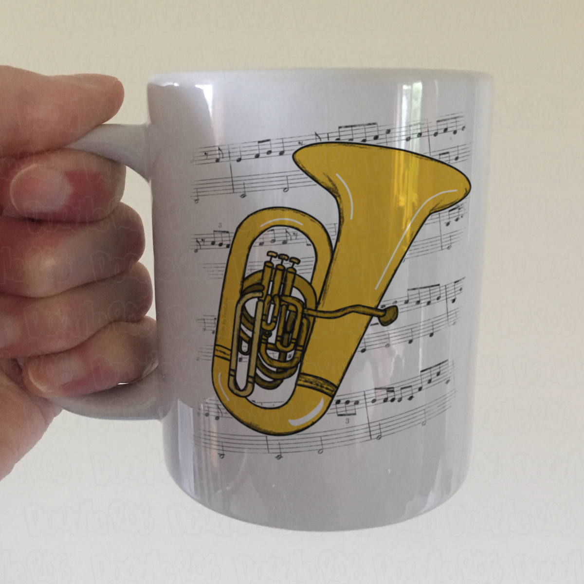 Tuba Music Notation Mug (Colour) - Gift For Tubaist - Tuba Teacher Mug - Brass Musician Gift