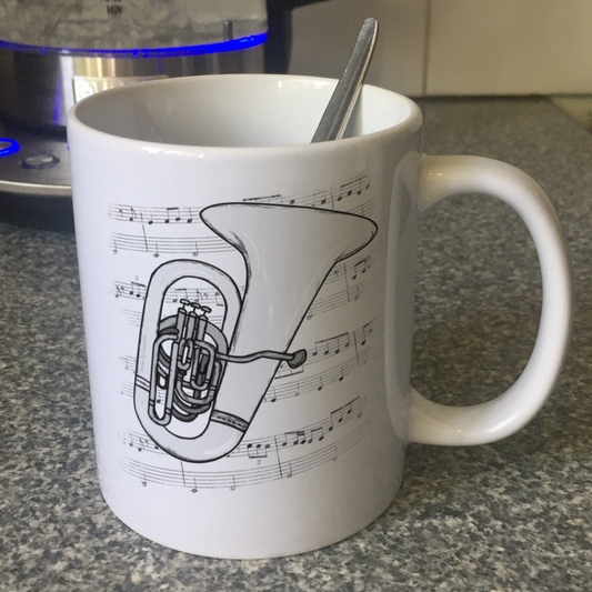 Tuba Music Notation Mug - Gift For Tubaist - Tuba Teacher Mug - Brass Musician Gift