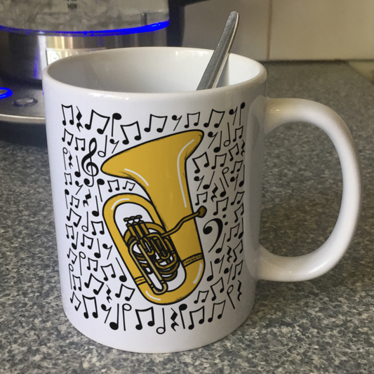 Tuba Musical Notes Mug - Gift For Tubaist - Tuba Teacher Mug - Brass Musician Orchestra Gift