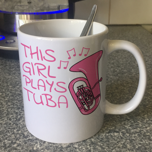 Pink Tuba Mug - This Girl Plays Tuba - Female Tubaist - Brass Musician Gift For Her