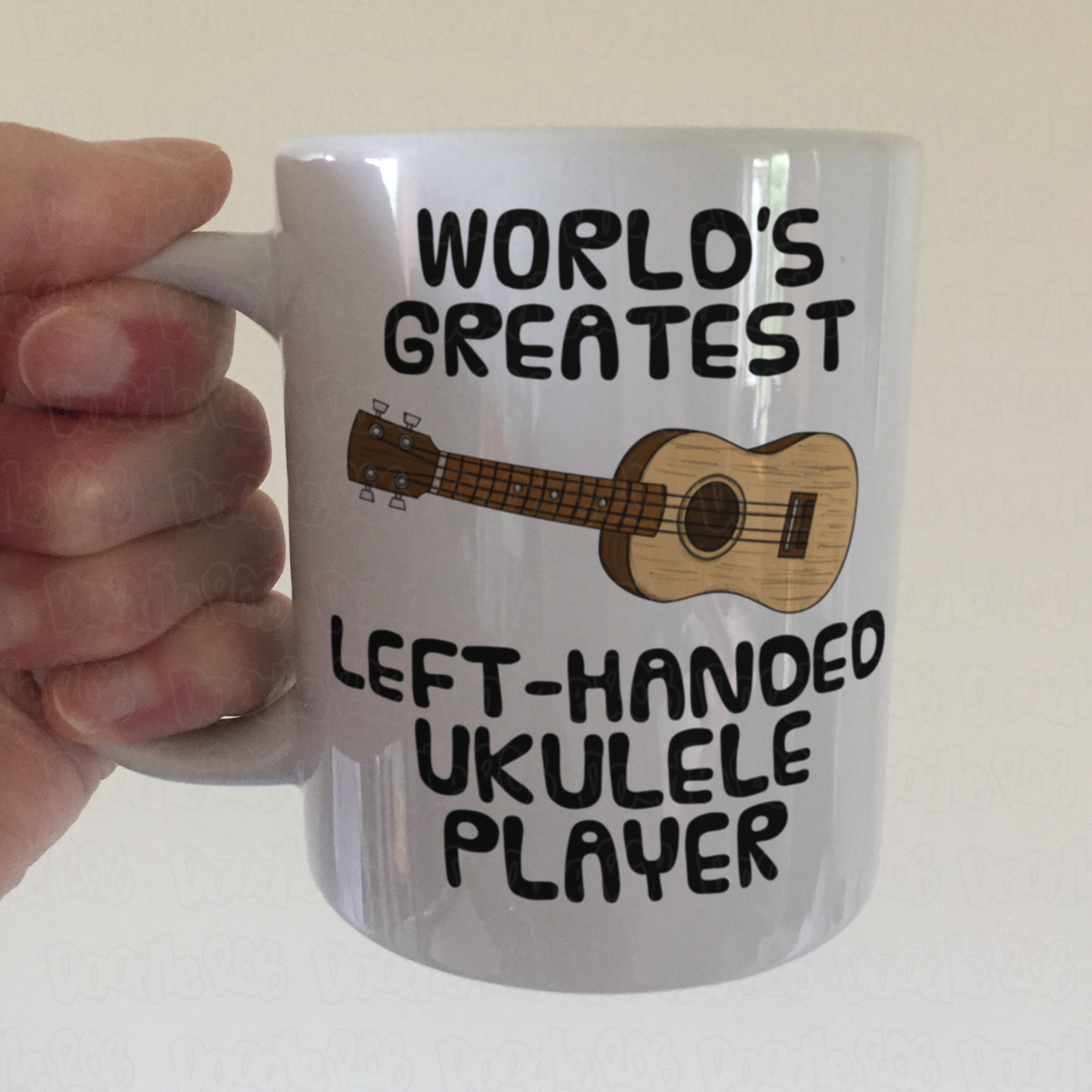 Left Handed Ukulele Mug (Natural) - World's Greatest Left-Handed Ukulele Player - Funny Gift For Uke Player