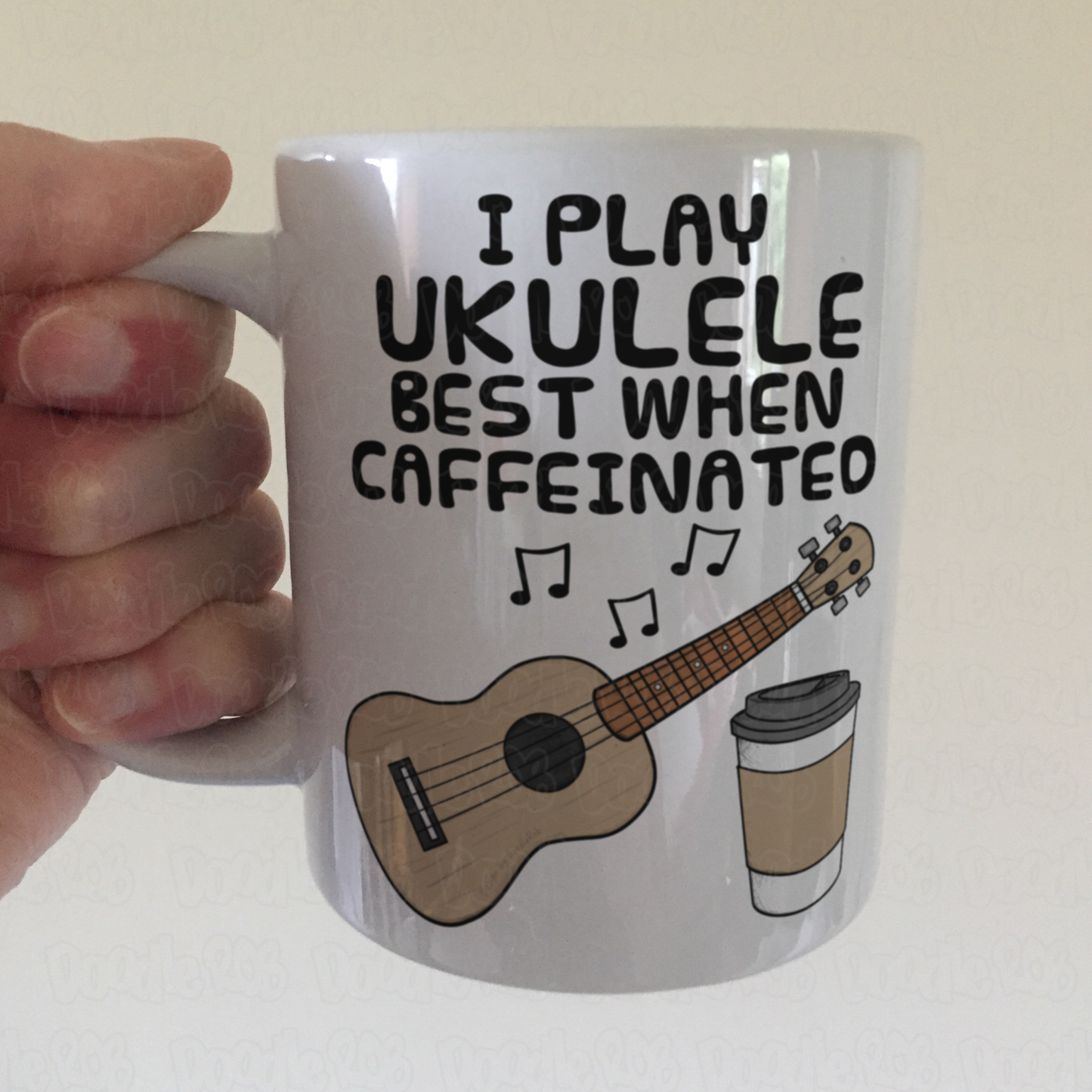 Ukulele Coffee Mug - I Play Ukulele Best When Caffeinated - Uke Player Musician Gift