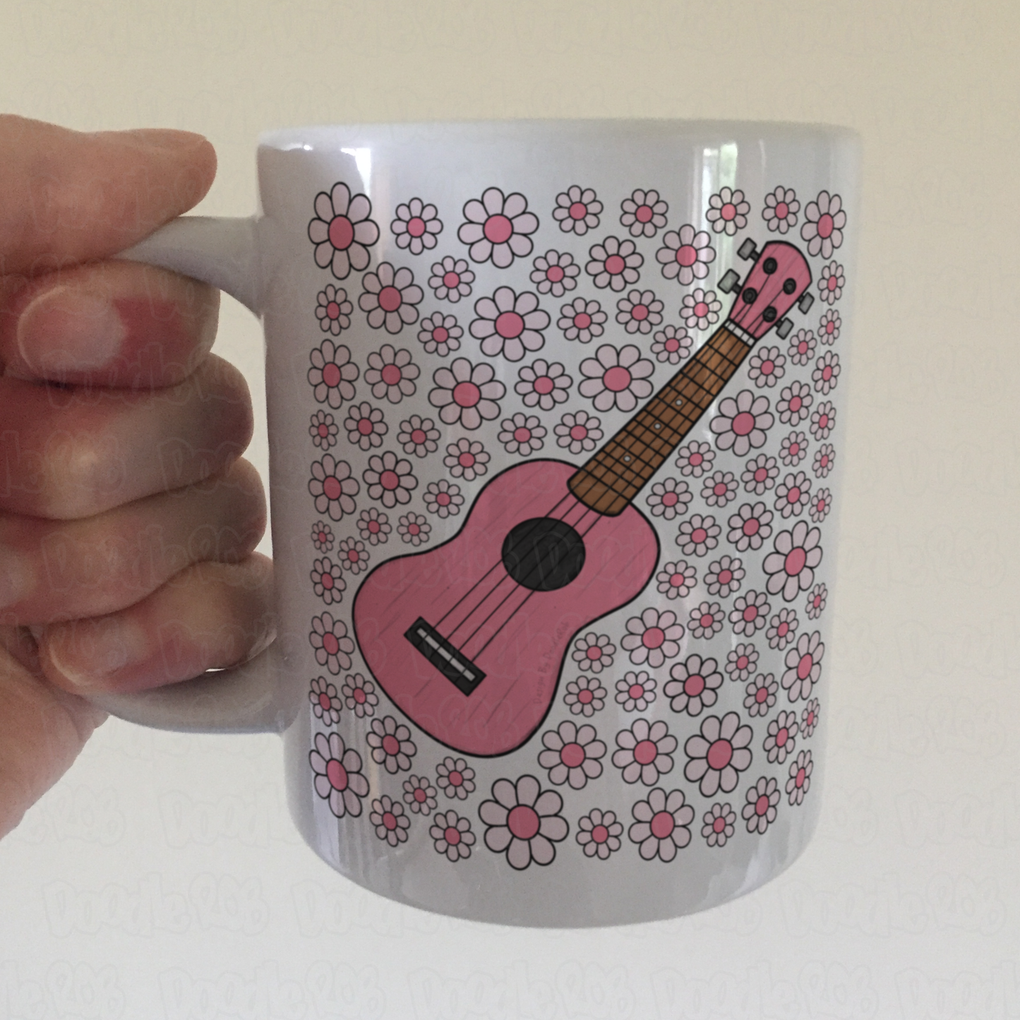 Ukulele Floral Mug (Pink Flowers) - Female Uke Player - Musician Gift For Girl