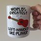 Left Handed Ukulele Mug (Red) - World's Greatest Left-Handed Uke Player - Funny Gift For Uke Player