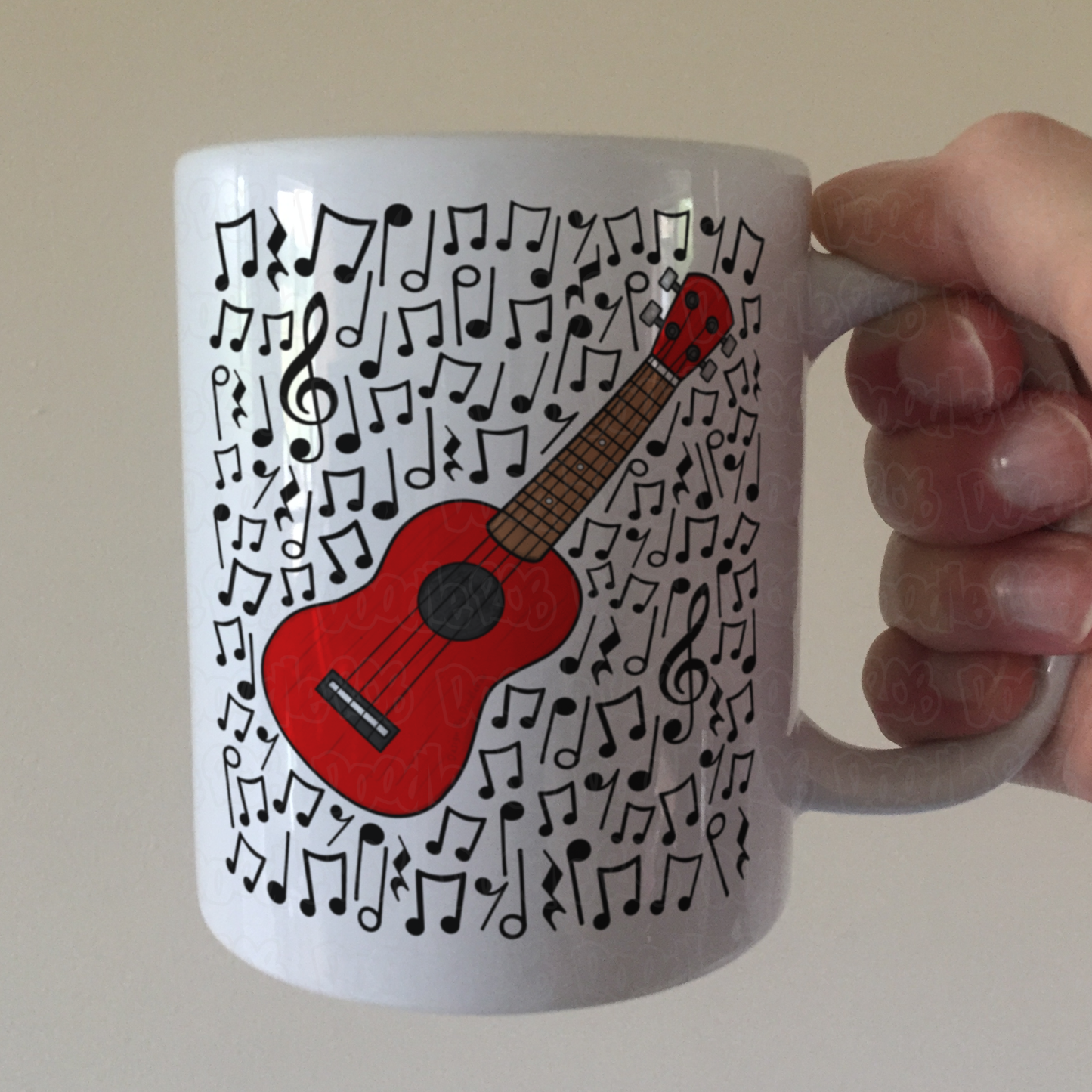 Ukulele Musical Notes Mug - Uke Player Gift - Ukulele Teacher Musician Mug