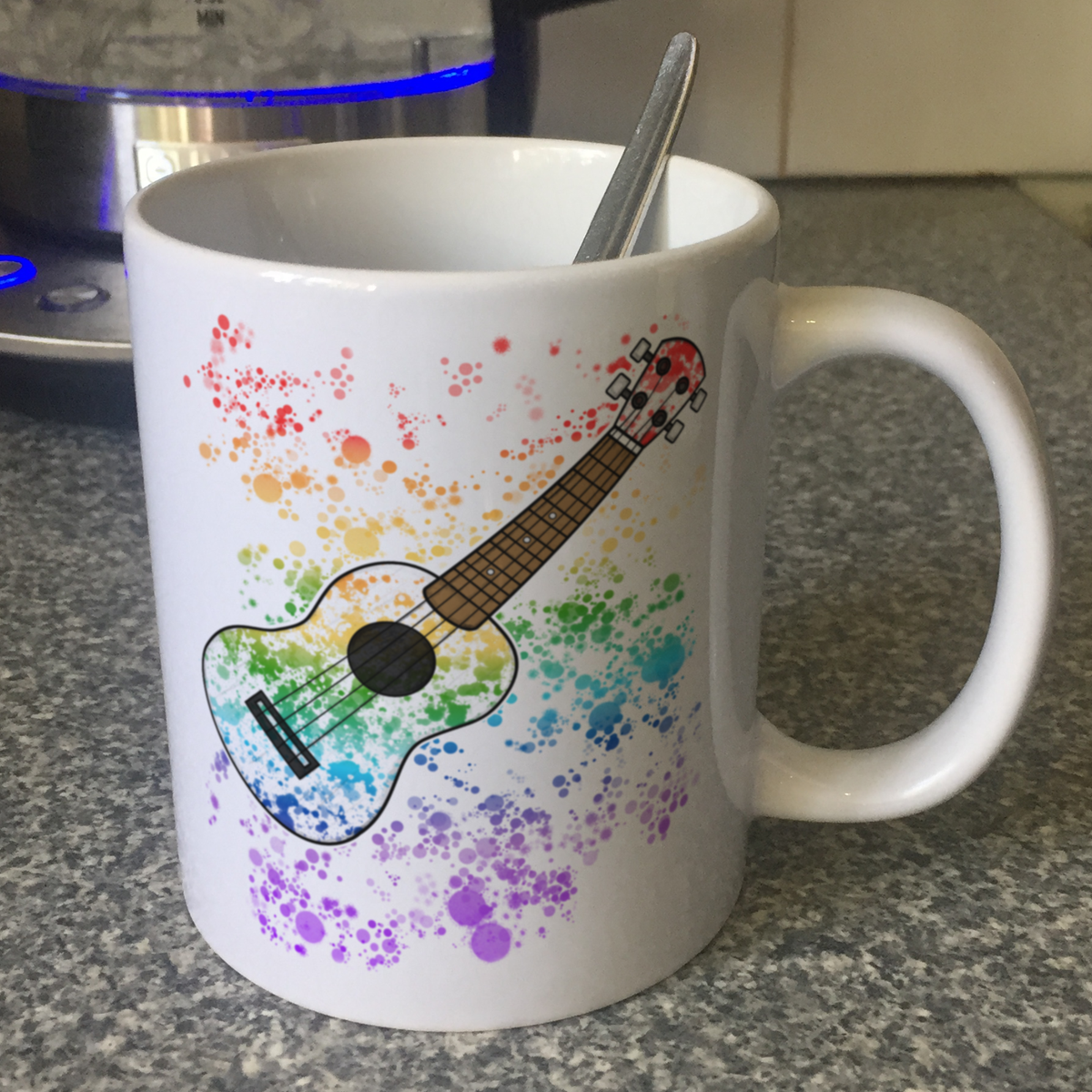 Ukulele Rainbow Mug - Gift For Ukulelist - Ukulele Teacher Mug - School Music Teacher Gift